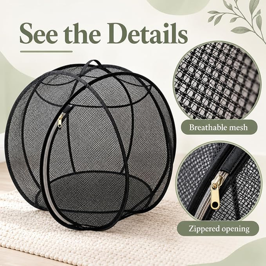 Foldable Rolling Cat Playpen with Top Handle, Zippered Mesh Tent