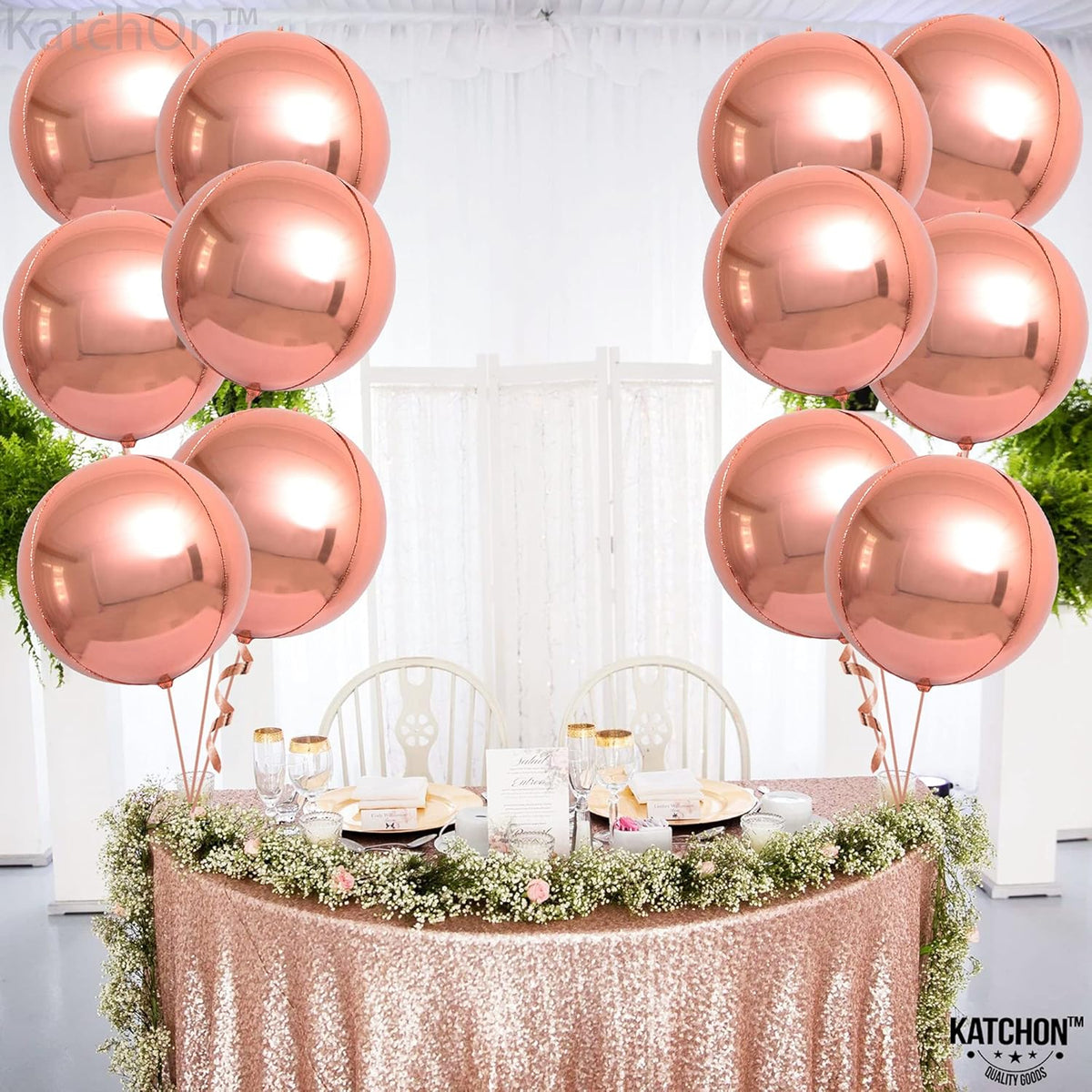 Giant Rose Gold Balloons - 22 Inch, Pack of 12, Anniversary Decor