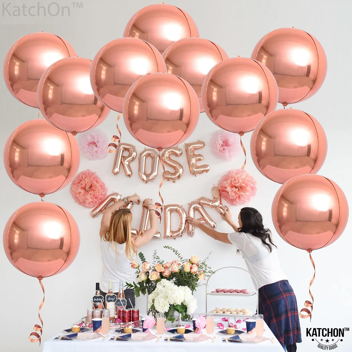 Giant Rose Gold Balloons - 22 Inch, Pack of 12, Anniversary Decor