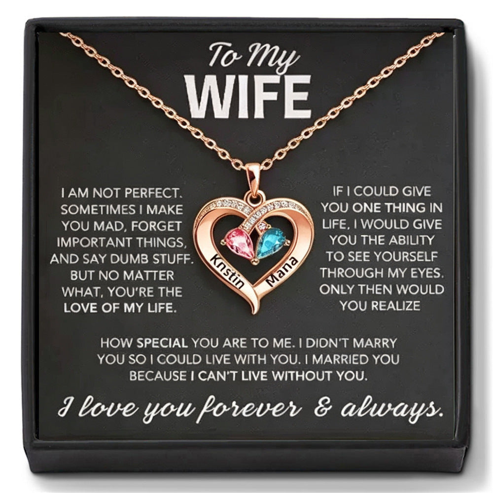 Heart Shape Diamond Birthstone Necklace