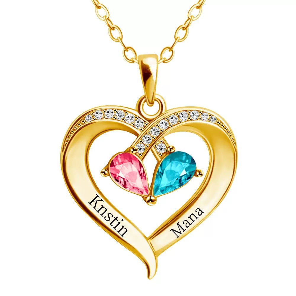 Heart Shape Diamond Birthstone Necklace