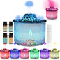 Essential Oil Diffuser 360Ml,Volcano and Flame Diffuser/Humidifier 2 Mode,Diffusers for Home with 7 Colorful Light,Included 4 Hotel Collection Diffuser Oil for Bedroom(White Translucent)