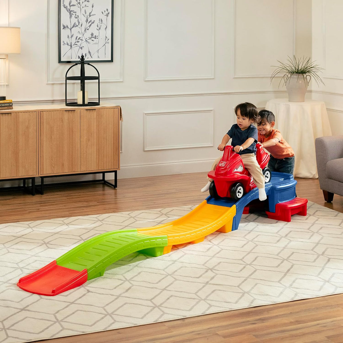 Step2 up & down Roller Coaster Kids Ride on Toy, Push Car, Indoor/Outdoor Playset, Made of Durable Plastic, Max Weight 50 Lbs., for Toddlers 2-5 Years Old, Multicolor