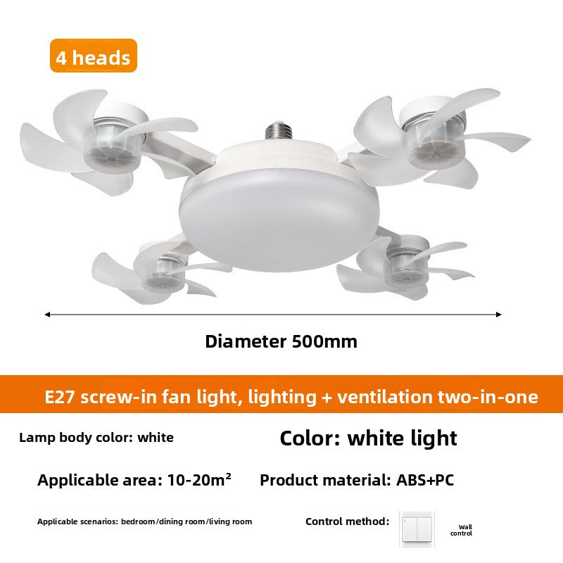 Foldable LED Fan Light with E27 screw socket