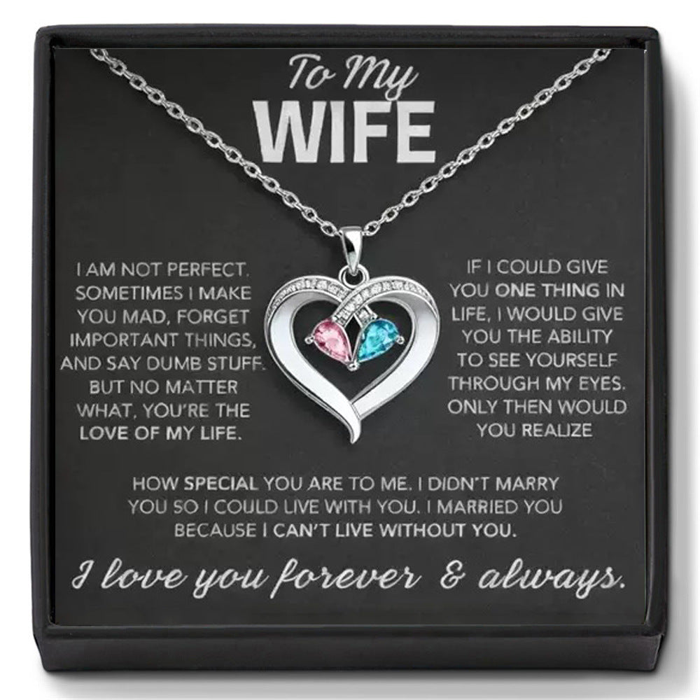 Heart Shape Diamond Birthstone Necklace
