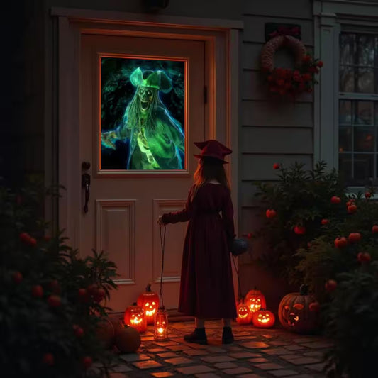 Atmosfx Halloween Digital Decoration USB- -Ghostly Jump Scares + 5.5 Ft. X 9 Ft. Projection Screen - Halloween Light