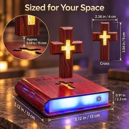 Levitating Cross Lamp, Floating Cross Night Light with Jesus & Bible Design, Magnetic Levitation Cross Lamp, Christian Home Decor, Religious Gift, Glowing Cross Ornament