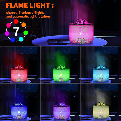 Essential Oil Diffuser 360Ml,Volcano and Flame Diffuser/Humidifier 2 Mode,Diffusers for Home with 7 Colorful Light,Included 4 Hotel Collection Diffuser Oil for Bedroom(White Translucent)