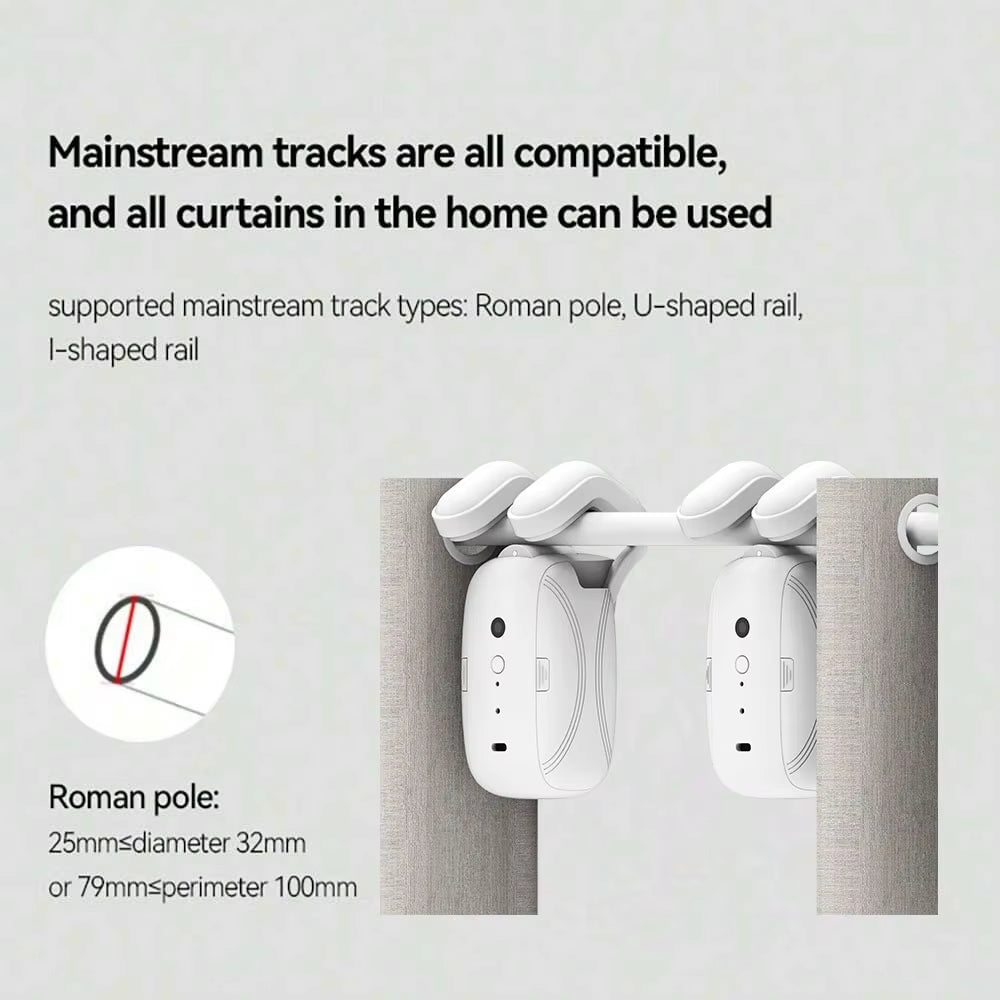 Automatic Curtain Opener Zigbee Roman Rod Rail and for U Shaped I Shaped Rail Smart Automatic Electric Curtain Opener Robot