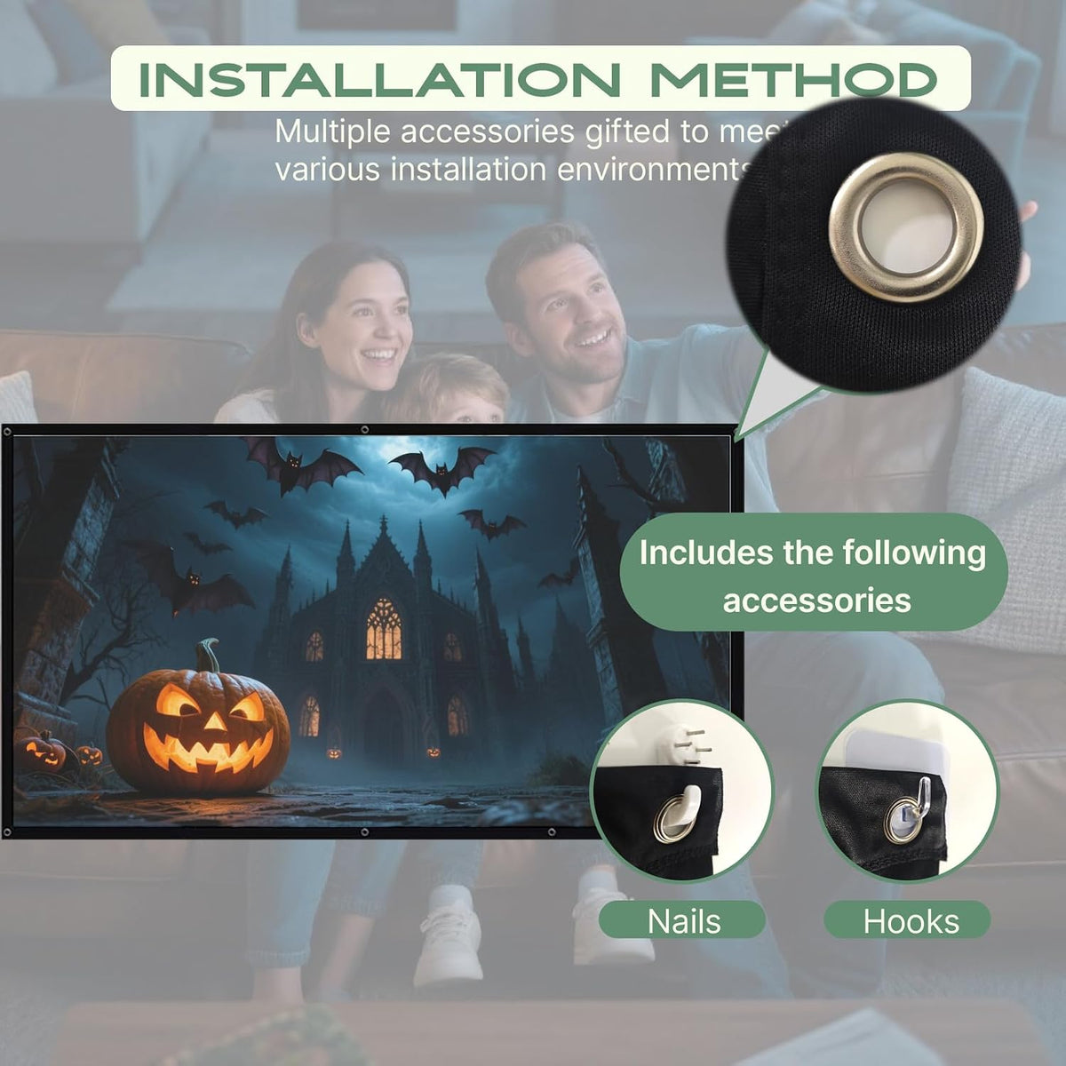 120In Halloween Holographic Window Rear Projector Screen