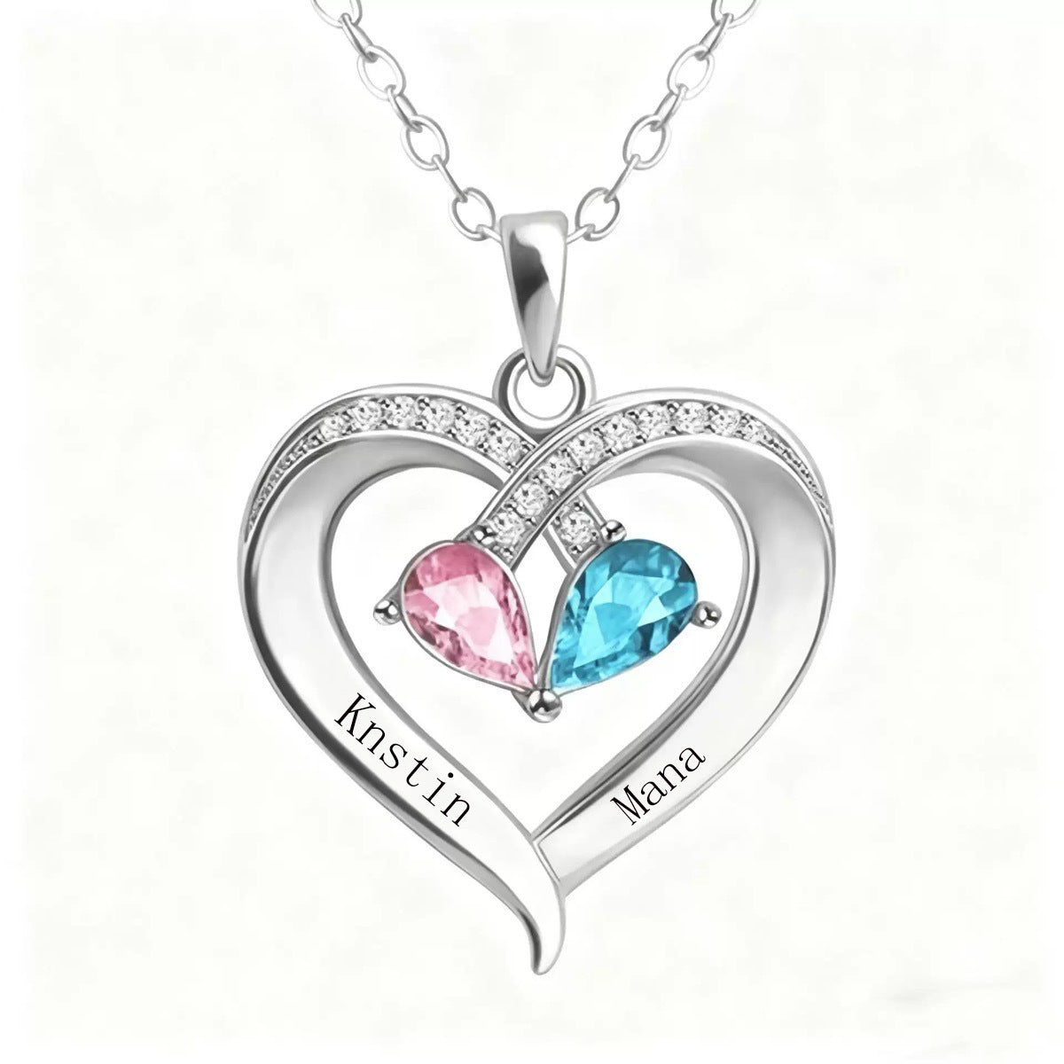 Heart Shape Diamond Birthstone Necklace