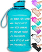 Hydromate Half Gallon Water Bottle with Times to Drink BPA Free Leak Proof Reusable Jug with Handle 64 Oz