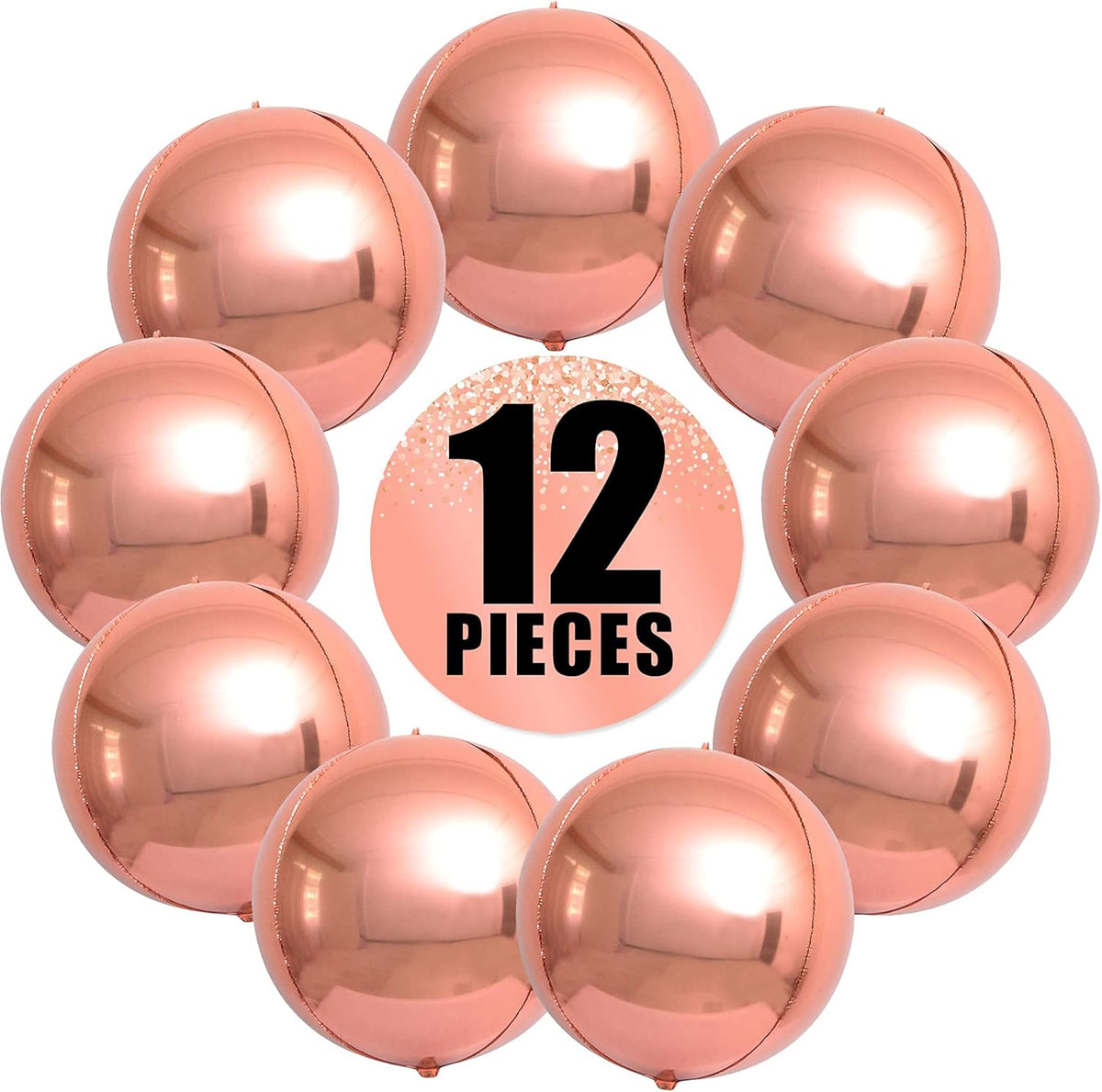 Giant Rose Gold Balloons - 22 Inch, Pack of 12, Anniversary Decor