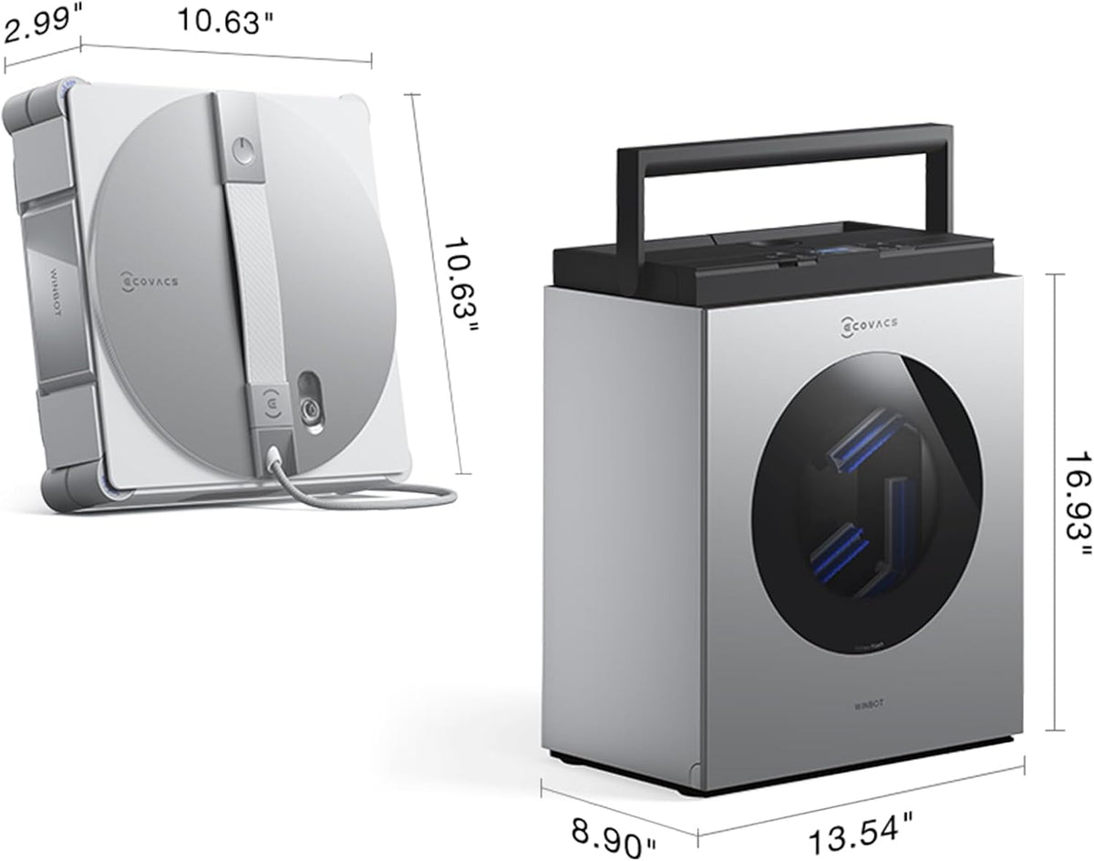ECOVACS WINBOT W3 Omni Robot Window Cleaner with Auto-Clean & Multi-Functional Station, Win-Slam 5.0 Smart Navigation, Intelligent Cleaning with Triple Spray System, 12-Level Protection