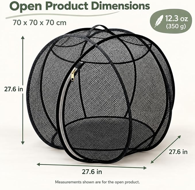 Foldable Rolling Cat Playpen with Top Handle, Zippered Mesh Tent