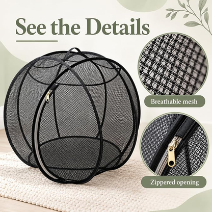 Foldable Rolling Cat Playpen with Top Handle, Zippered Mesh Tent