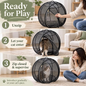 Foldable Rolling Cat Playpen with Top Handle, Zippered Mesh Tent