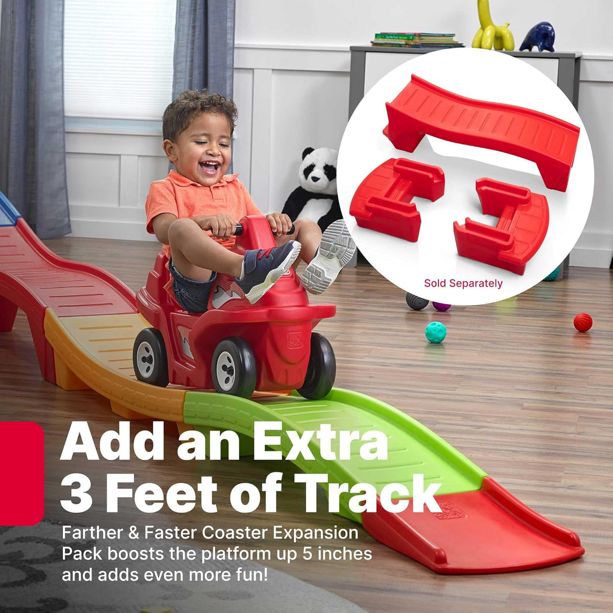 Step2 up & down Roller Coaster Kids Ride on Toy, Push Car, Indoor/Outdoor Playset, Made of Durable Plastic, Max Weight 50 Lbs., for Toddlers 2-5 Years Old, Multicolor