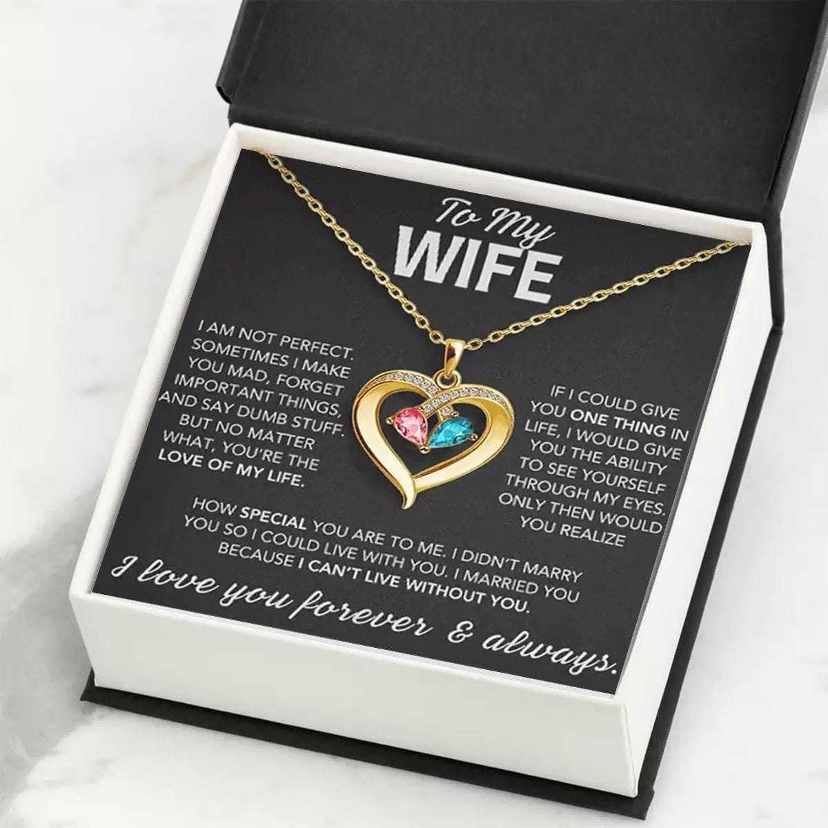 Heart Shape Diamond Birthstone Necklace