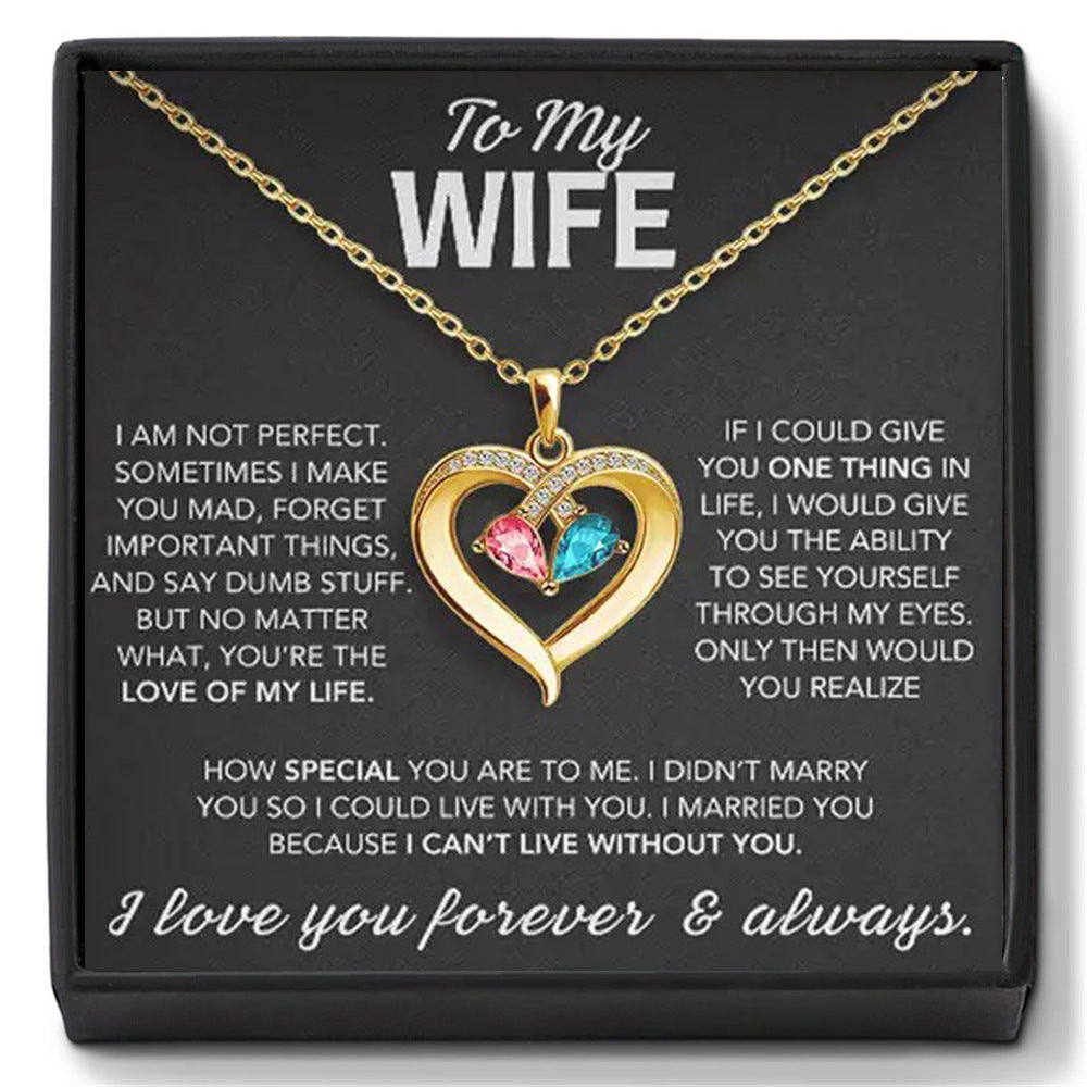 Heart Shape Diamond Birthstone Necklace