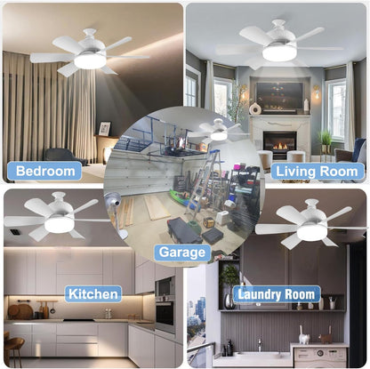 2Pack Socket Fan Light, LED Socket Ceiling Fans with Lights and Remote, 18 Inch Low Profile Screw in Ceiling Fan Light, Dimmable 3000-6500K Fan Light Bulb for Bedroom, Kitchen, Laundry Room, Garage