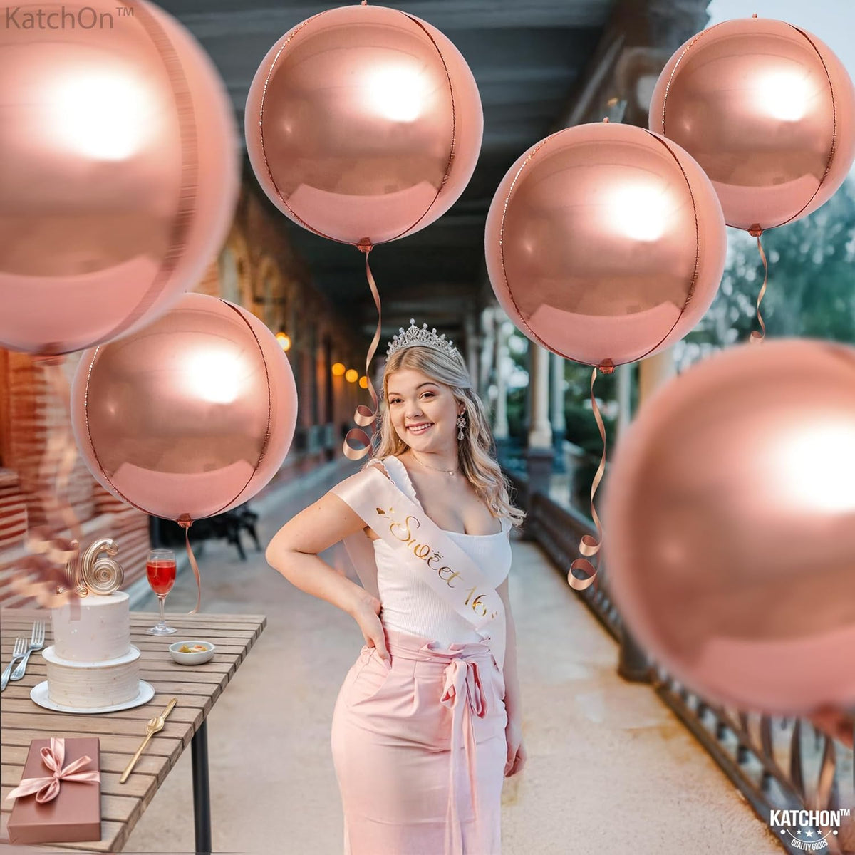 Giant Rose Gold Balloons - 22 Inch, Pack of 12, Anniversary Decor
