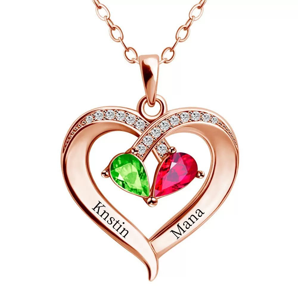 Heart Shape Diamond Birthstone Necklace
