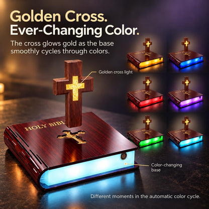 Levitating Cross Lamp, Floating Cross Night Light with Jesus & Bible Design, Magnetic Levitation Cross Lamp, Christian Home Decor, Religious Gift, Glowing Cross Ornament