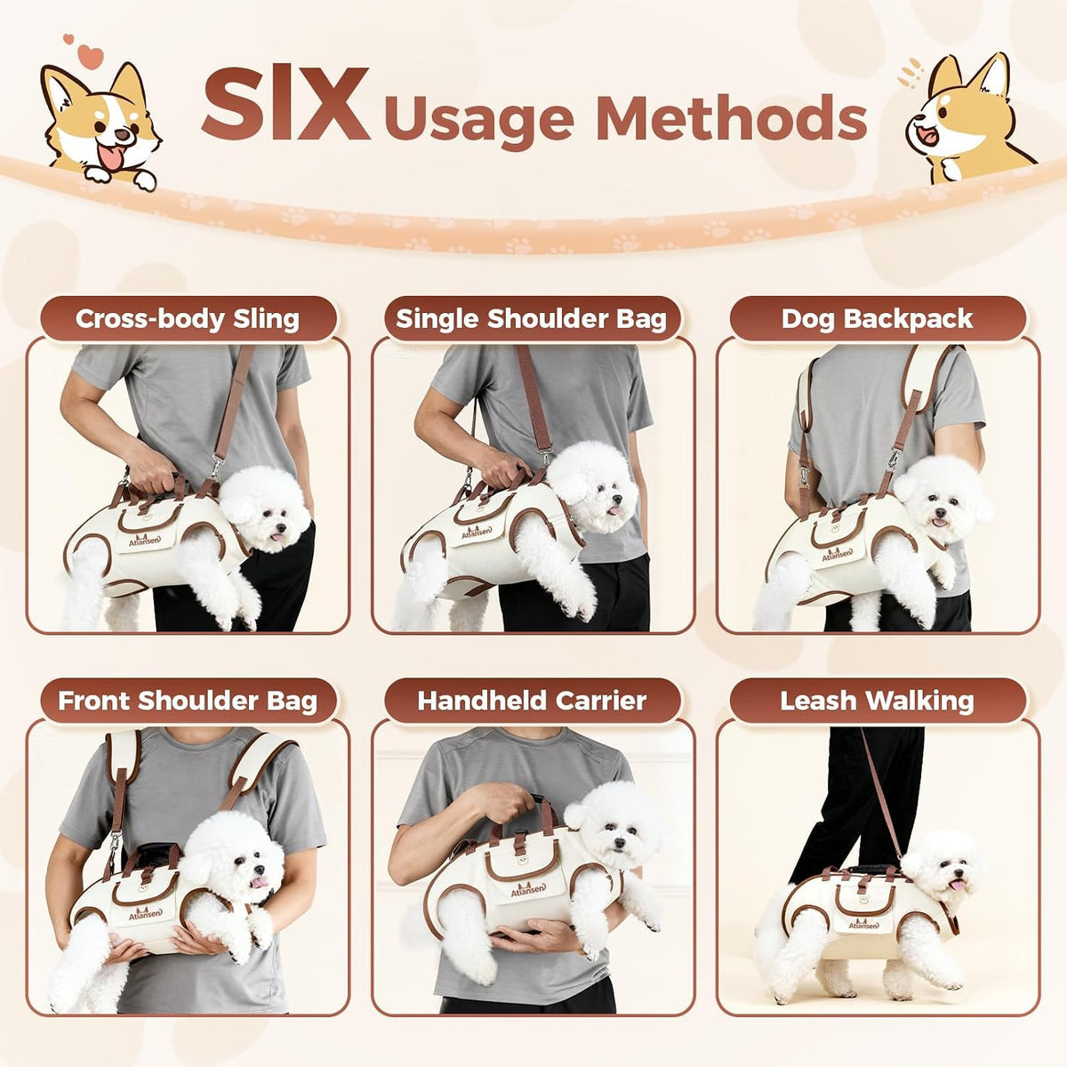 Hands Free Dog Backpack Carrier for Small Dogs Shoulder Sling Backpack