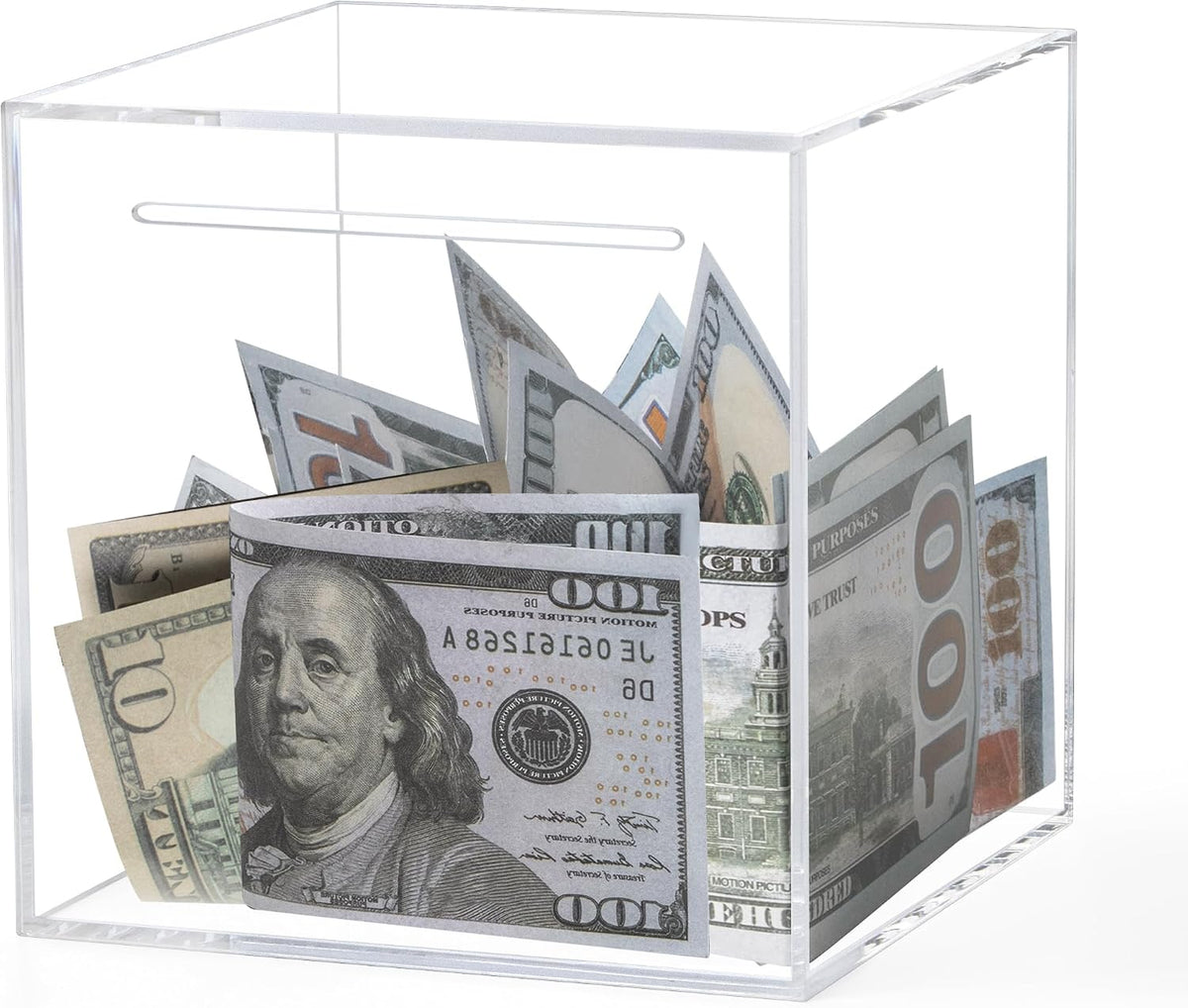 Clear Acrylic Piggy Bank, Unopenable Money Box for Coins - 4.72"