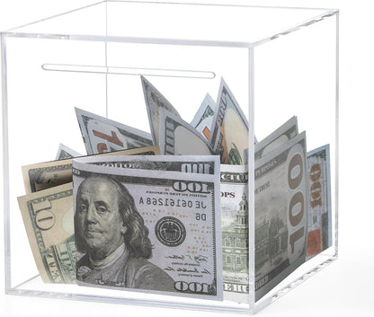 Clear Acrylic Piggy Bank, Unopenable Money Box for Coins - 4.72"