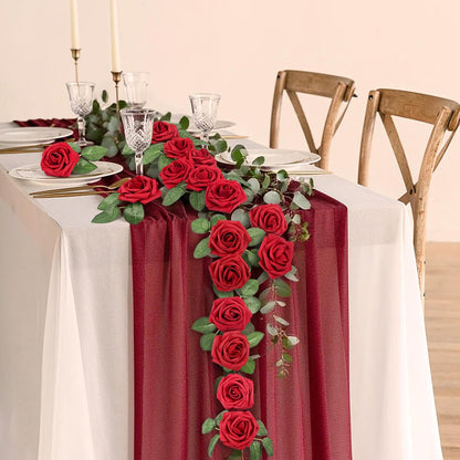 50 Pcs Artificial Flowers Red Roses Bulk, Real Looking Foam Fake Roses with Stems Bulk DIY Wedding Bouquet Floral Arrangement Bridal Shower Centerpieces Party Home Table Decorations