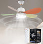 Ceiling Fan with Remote, Portable Small Ceiling Fans with Lights Dimmable for Bedroom, Kitchen, Living Room, 20.5“ Ceiling Fan with 3000K-6500K/40W, Screws into E26/E27-Colorful